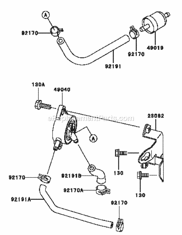 Kawasaki Fh721v-Bs24 Fuel Tank & Valve Diagram and Parts List for M54-KW 53AI8CT4050 Cub Cadet Sprayer